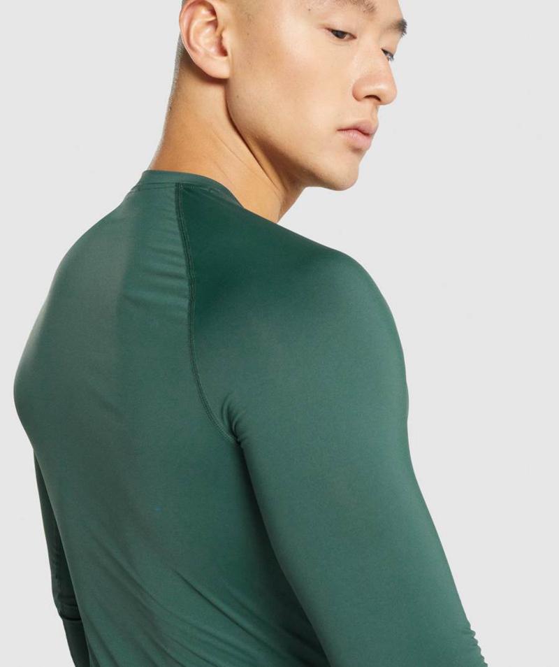 Gymshark Element Baselayer Long Sleeve Pulóverek Férfi Sötétzöld  Hungary |  LWYMT-3481