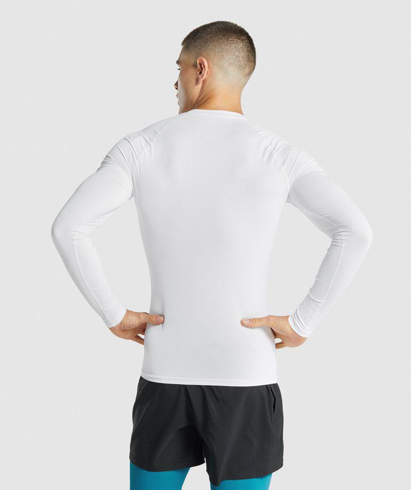 Gymshark Element Baselayer Long Sleeve T-Shirts Férfi Fehér  Hungary |  JISLB-2674