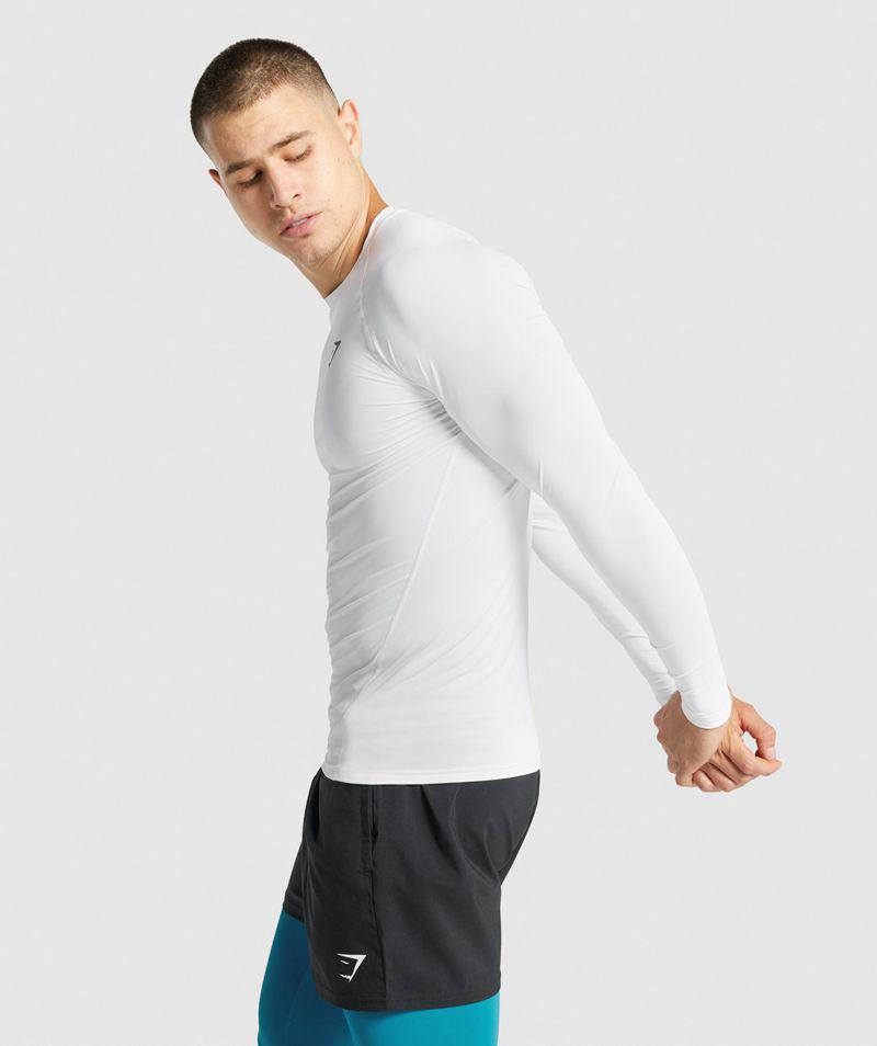 Gymshark Element Baselayer Long Sleeve T-Shirts Férfi Fehér  Hungary |  JISLB-2674