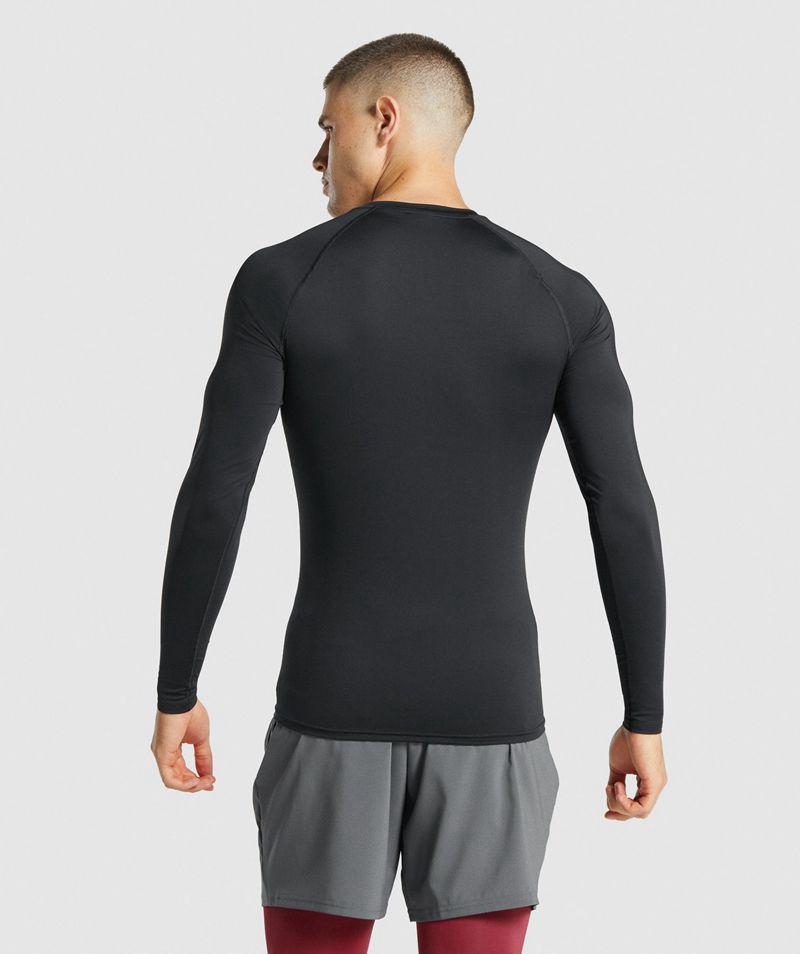 Gymshark Element Baselayer Long Sleeve T-Shirts Férfi Fekete  Hungary |  WPMZY-4069