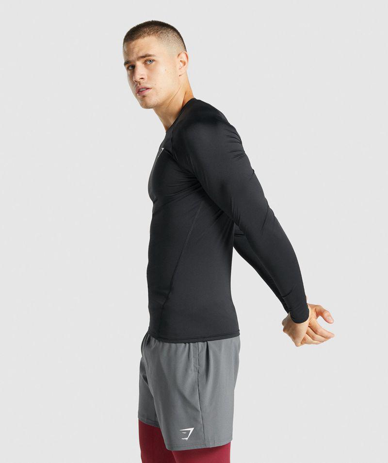 Gymshark Element Baselayer Long Sleeve T-Shirts Férfi Fekete  Hungary |  WPMZY-4069