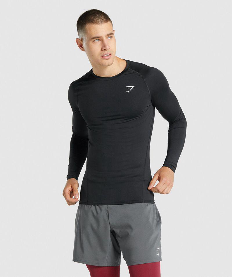 Gymshark Element Baselayer Long Sleeve T-Shirts Férfi Fekete  Hungary |  WPMZY-4069