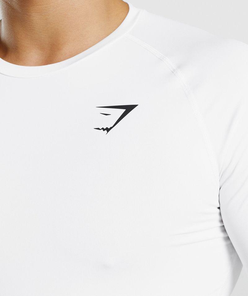 Gymshark Element Baselayer T-Shirts Férfi Fehér  Hungary |  CLNEM-7026