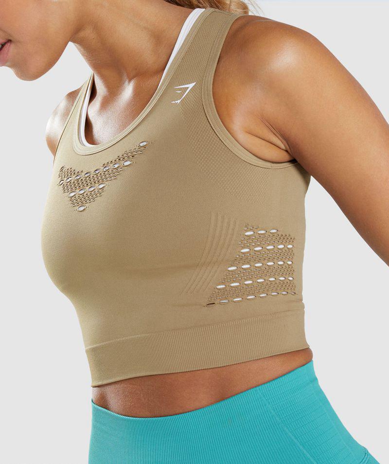 Gymshark Energy Seamless Crop Felsők Női Barna  Hungary |  HXACE-9106