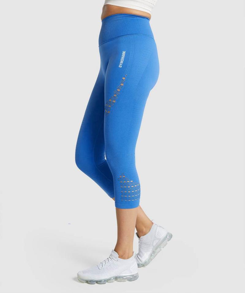 Gymshark Energy Seamless Cropped Leggings Női Kék  Hungary |  LRIST-3658