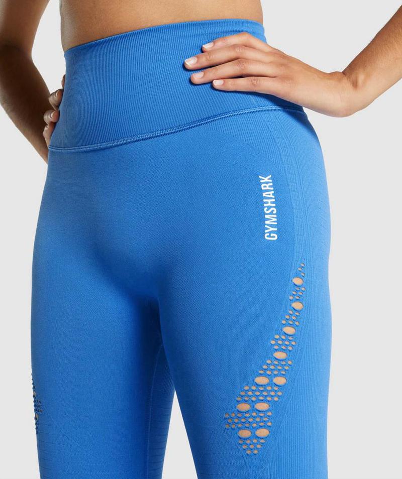 Gymshark Energy Seamless Cropped Leggings Női Kék  Hungary |  LRIST-3658