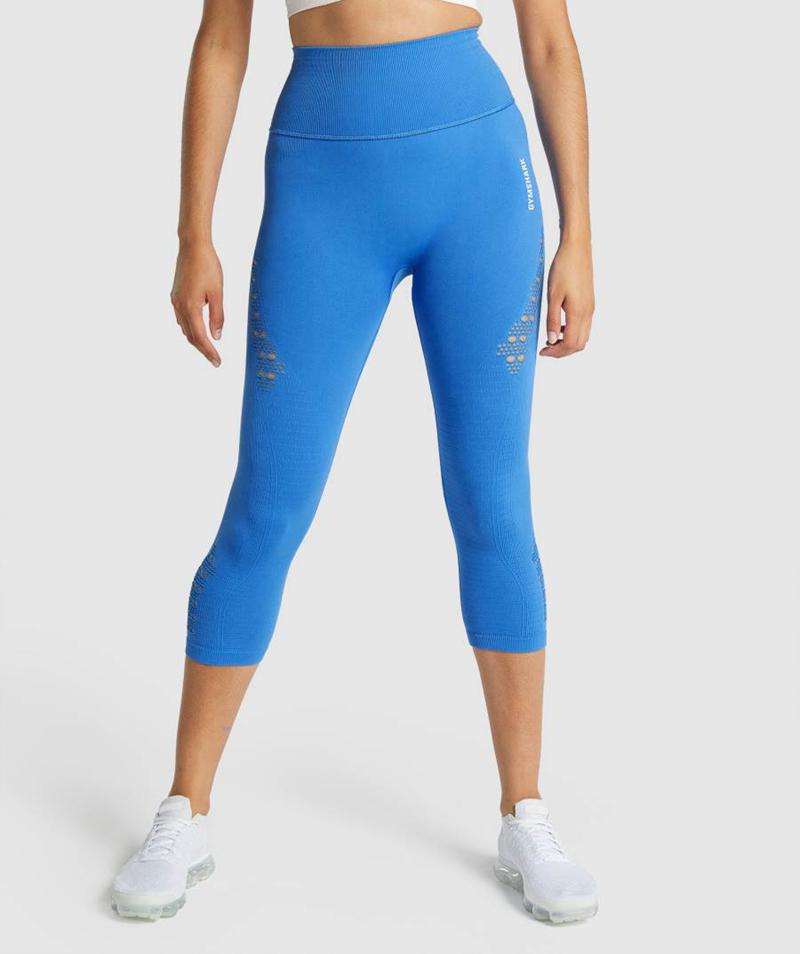 Gymshark Energy Seamless Cropped Leggings Női Kék  Hungary |  LRIST-3658