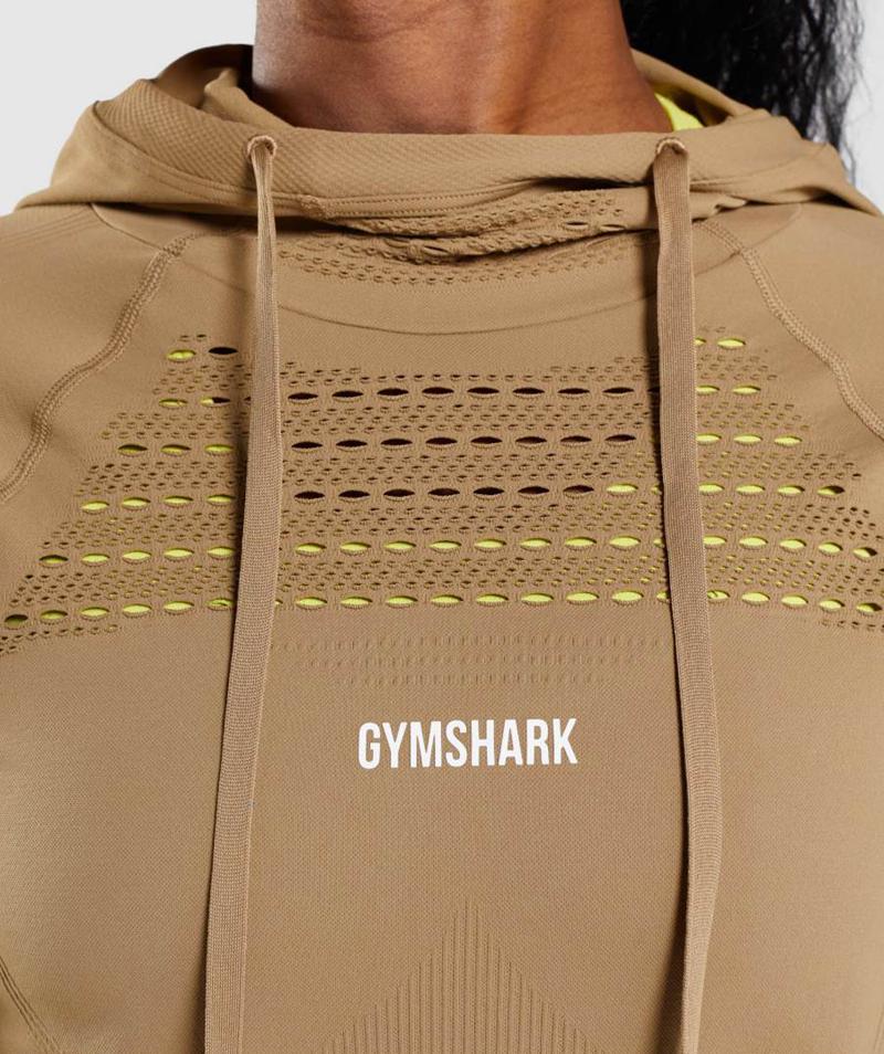 Gymshark Energy Seamless Kapucnis Pulóver Női Barna  Hungary |  BHNLA-9503