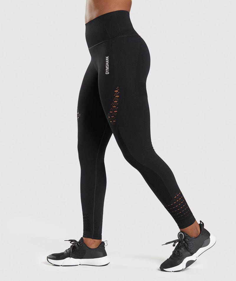 Gymshark Energy Seamless Leggings Női Fekete  Hungary |  ZVUNE-2905