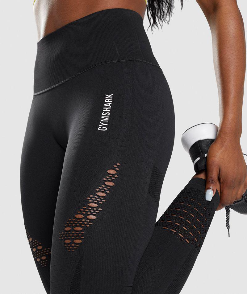 Gymshark Energy Seamless Leggings Női Fekete  Hungary |  ZVUNE-2905