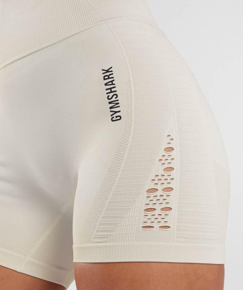 Gymshark Energy Seamless Rövidnadrág Női Fehér  Hungary |  OWRLT-6392