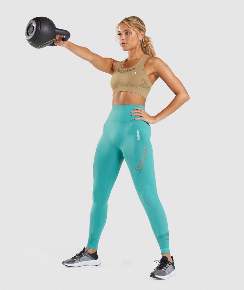 Gymshark Energy Seamless Sportmelltartó Női Barna  Hungary |  UWNIK-7560