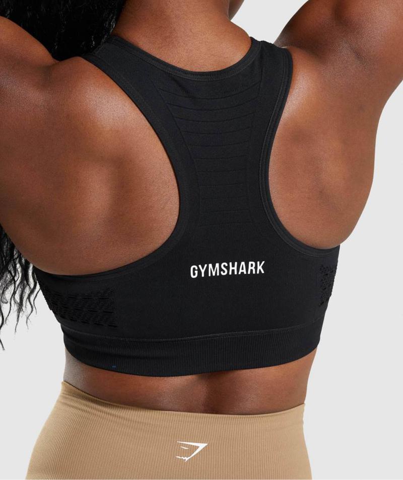 Gymshark Energy Seamless Sportmelltartó Női Fekete  Hungary |  ZWUNA-5140