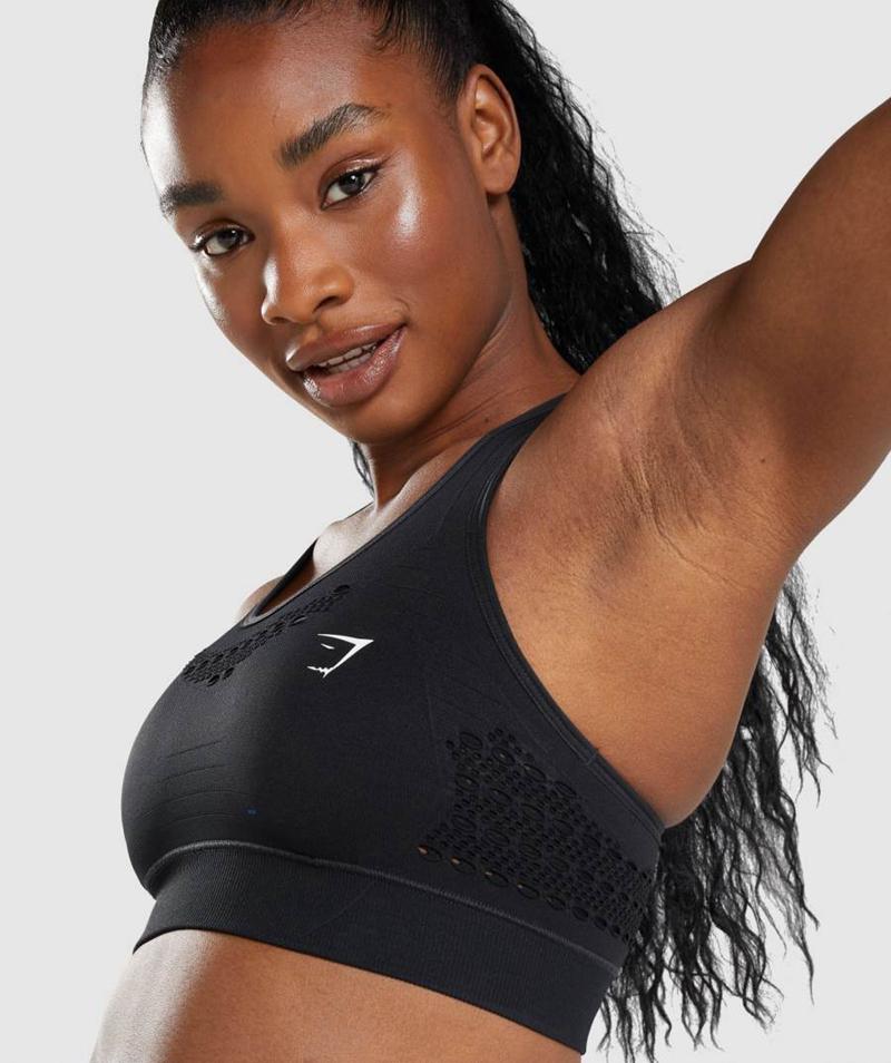 Gymshark Energy Seamless Sportmelltartó Női Fekete  Hungary |  ZWUNA-5140