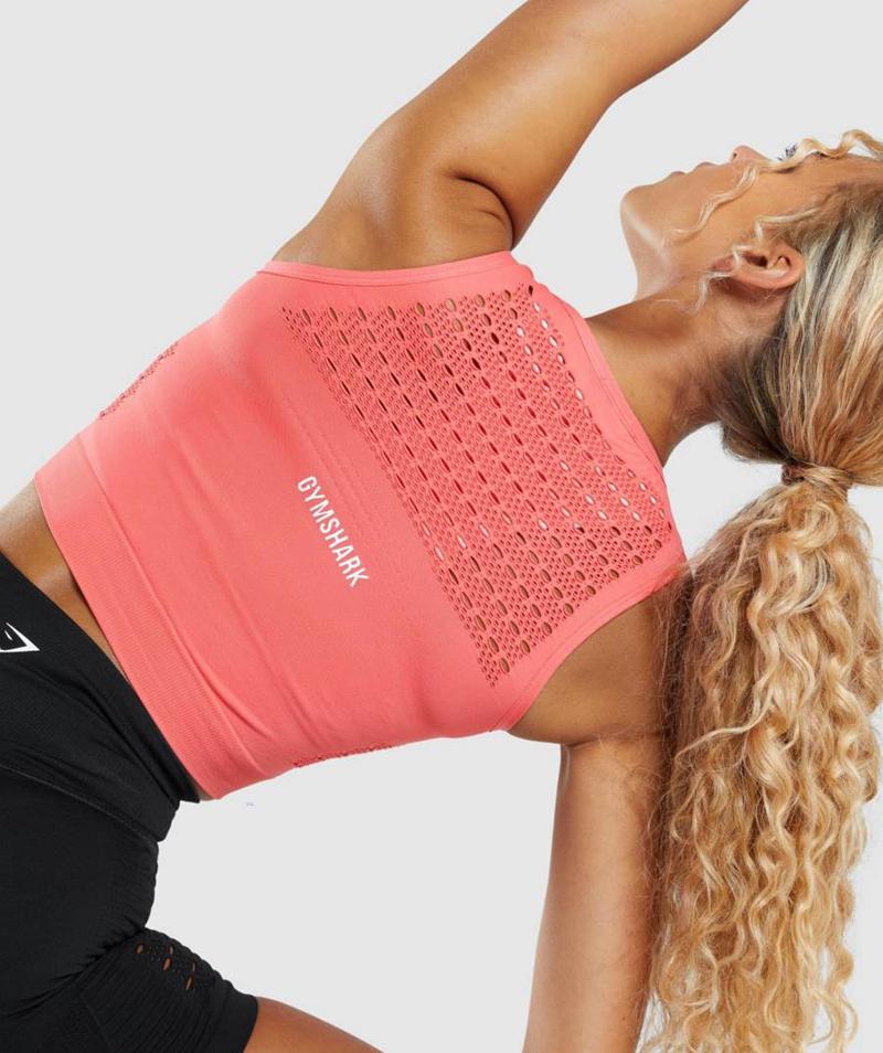 Gymshark Energy Seamless Vágott Felsők Női Rózsaszín  Hungary |  SBEYP-1268