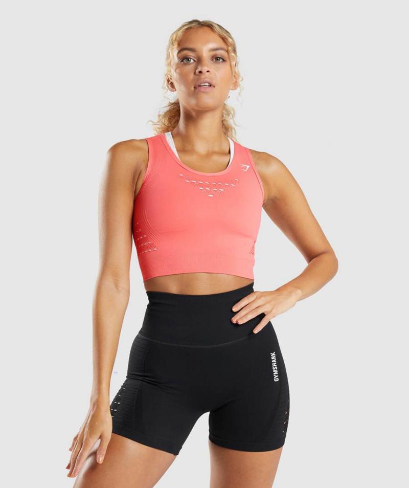 Gymshark Energy Seamless Vágott Felsők Női Rózsaszín  Hungary |  SBEYP-1268