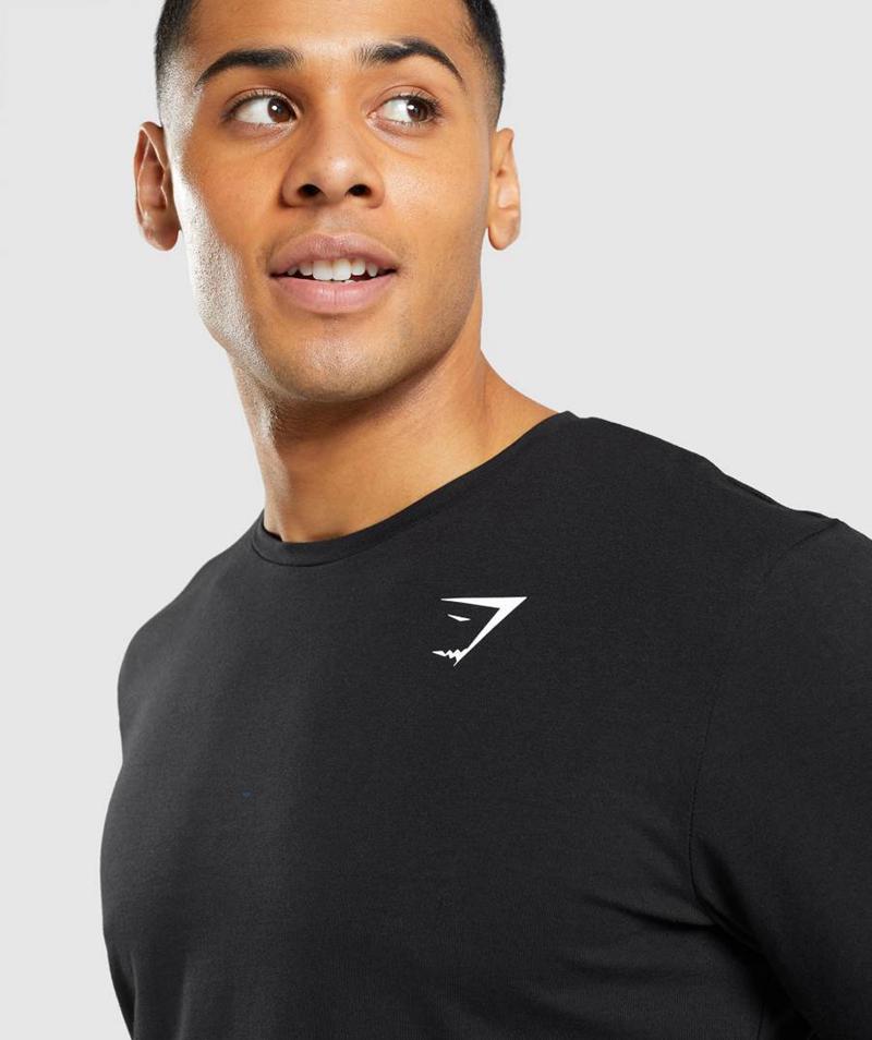 Gymshark Essential Long Sleeve Pulóverek Férfi Fekete  Hungary |  DMLAT-1658