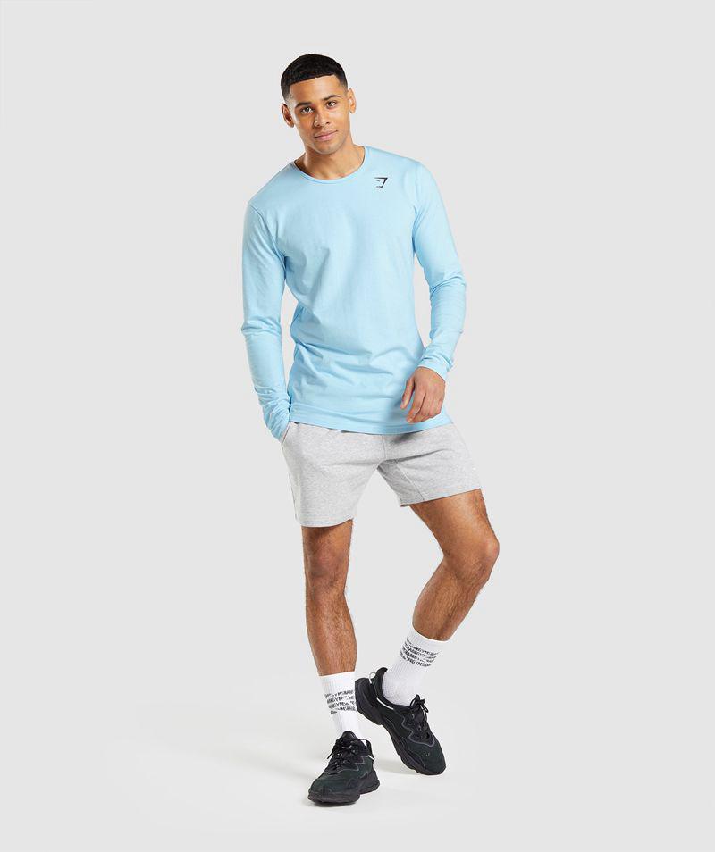 Gymshark Essential Long Sleeve T-Shirts Férfi Kék  Hungary |  NPRXO-3729