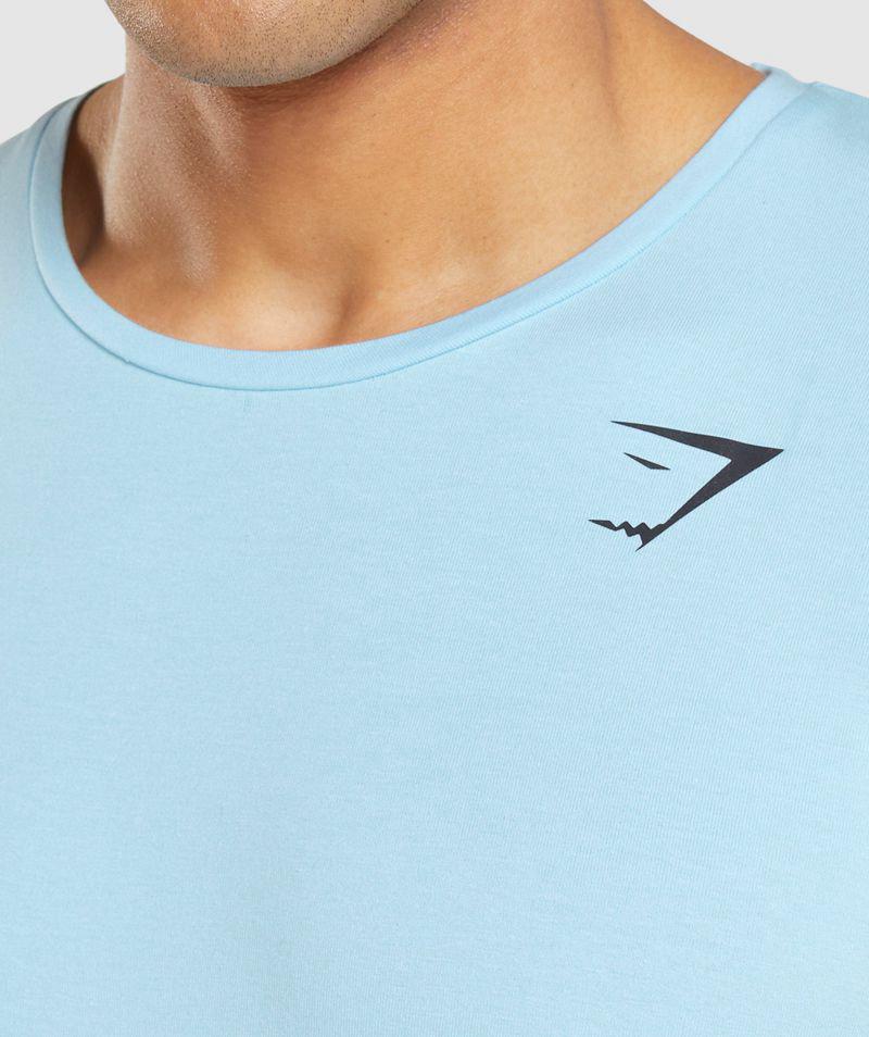 Gymshark Essential Long Sleeve T-Shirts Férfi Kék  Hungary |  NPRXO-3729