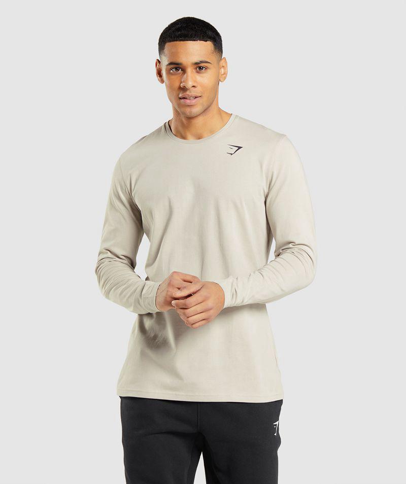 Gymshark Essential Long Sleeve T-Shirts Férfi Szürke  Hungary |  OXWUT-9102