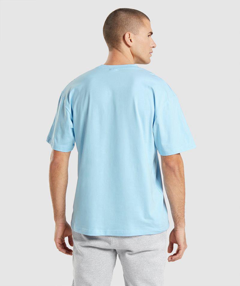 Gymshark Essential Oversized T-Shirts Férfi Kék  Hungary |  DLRFN-0596