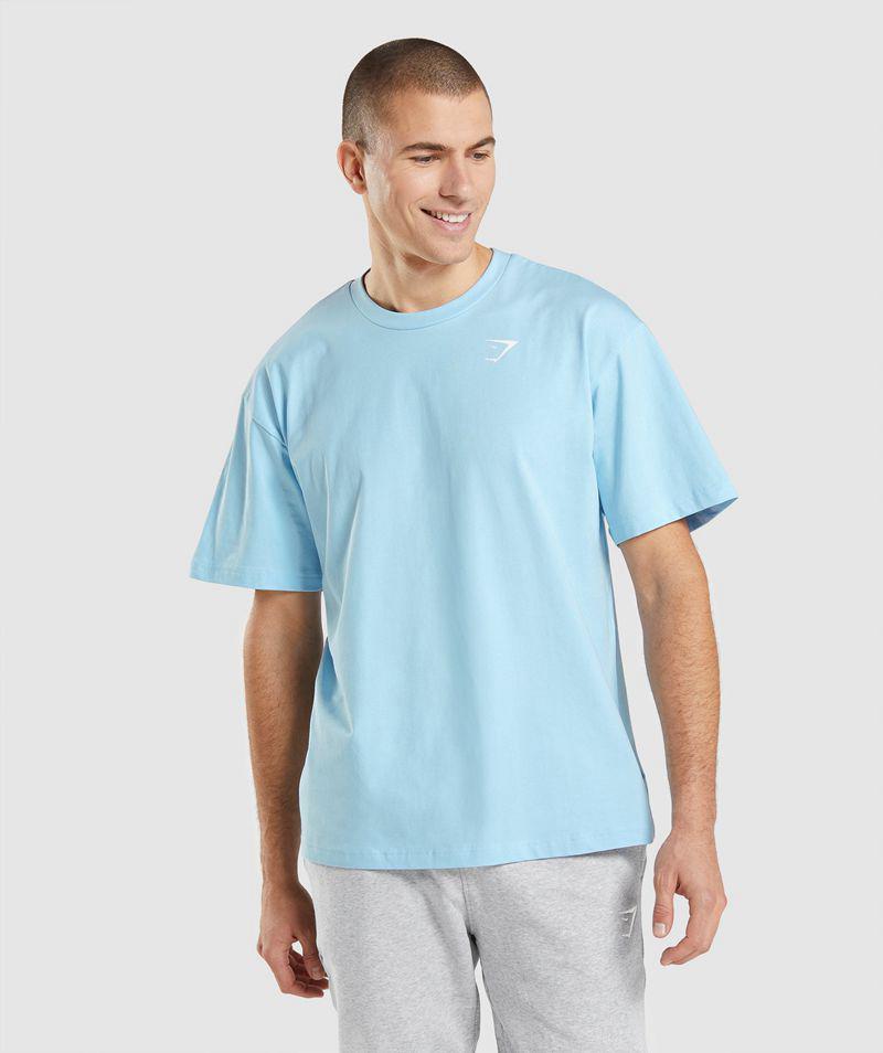 Gymshark Essential Oversized T-Shirts Férfi Kék  Hungary |  DLRFN-0596