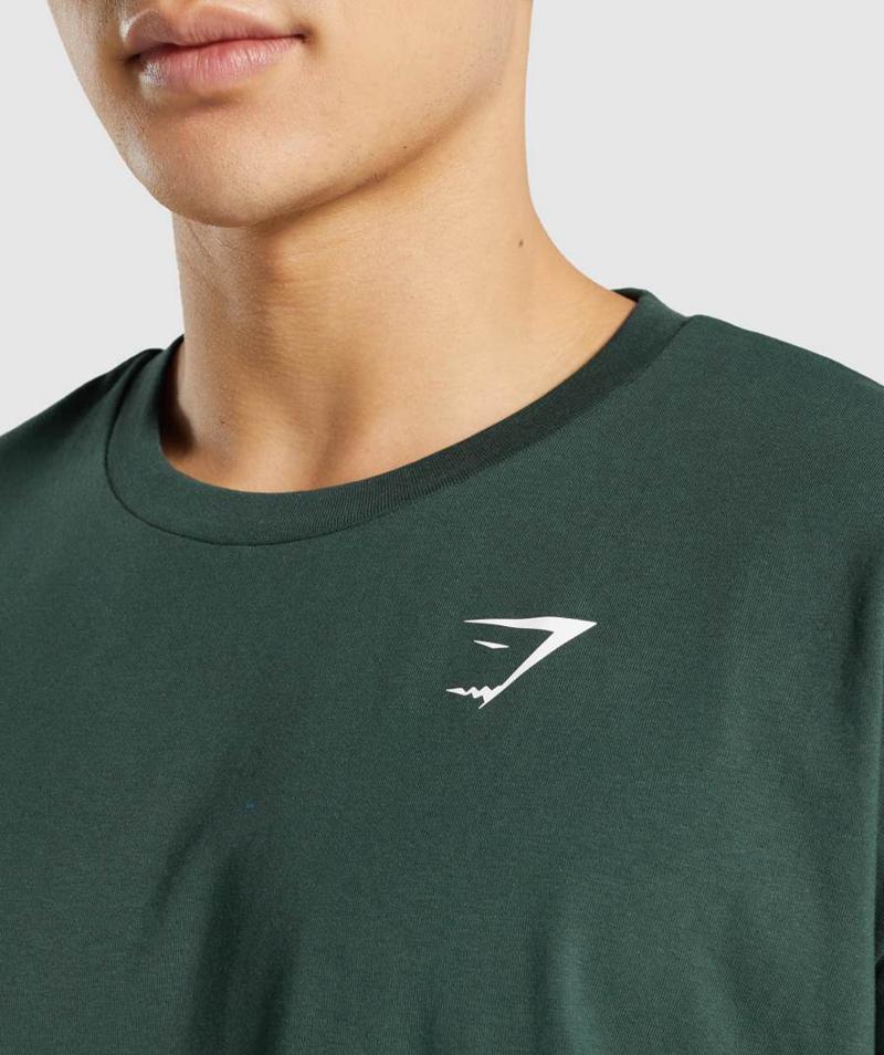 Gymshark Essential Oversized T-Shirts Férfi Sötétzöld  Hungary |  DRGWK-2068