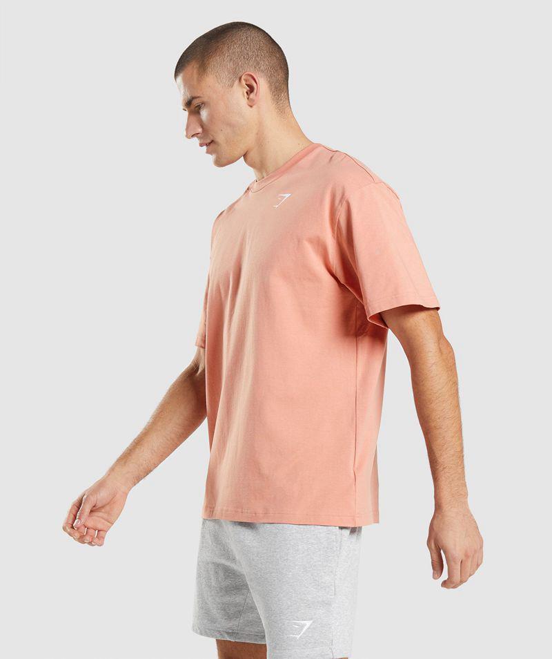 Gymshark Essential Oversized T-Shirts Férfi Rózsaszín  Hungary |  EKXZT-0452