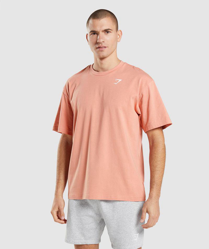 Gymshark Essential Oversized T-Shirts Férfi Rózsaszín  Hungary |  EKXZT-0452