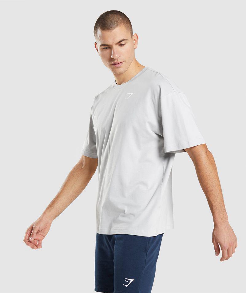 Gymshark Essential Oversized T-Shirts Férfi Világos Szürke  Hungary |  LENYX-0175