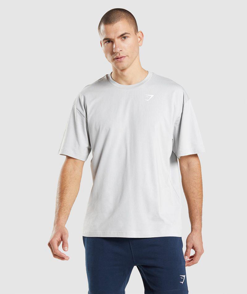 Gymshark Essential Oversized T-Shirts Férfi Világos Szürke  Hungary |  LENYX-0175