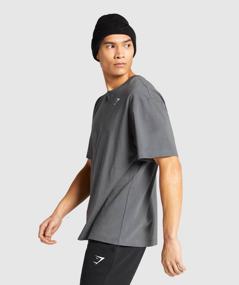 Gymshark Essential Oversized T-Shirts Férfi Mélyszürke  Hungary |  QJPHD-5432