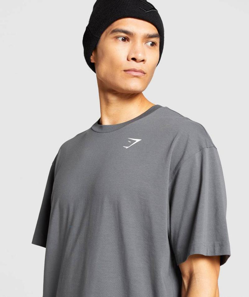 Gymshark Essential Oversized T-Shirts Férfi Mélyszürke  Hungary |  QJPHD-5432