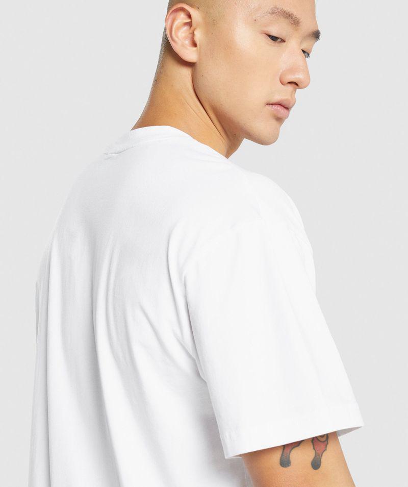 Gymshark Essential Oversized T-Shirts Férfi Fehér  Hungary |  ZFJVC-1428