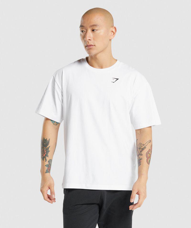 Gymshark Essential Oversized T-Shirts Férfi Fehér  Hungary |  ZFJVC-1428