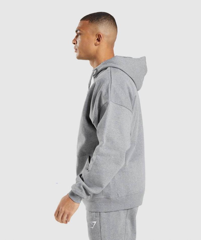 Gymshark Essential Oversized Zip Up Kapucnis Pulóver Férfi Szürke  Hungary |  KOJPV-8237