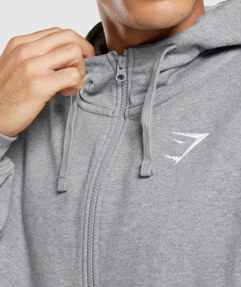 Gymshark Essential Oversized Zip Up Kapucnis Pulóver Férfi Szürke  Hungary |  KOJPV-8237