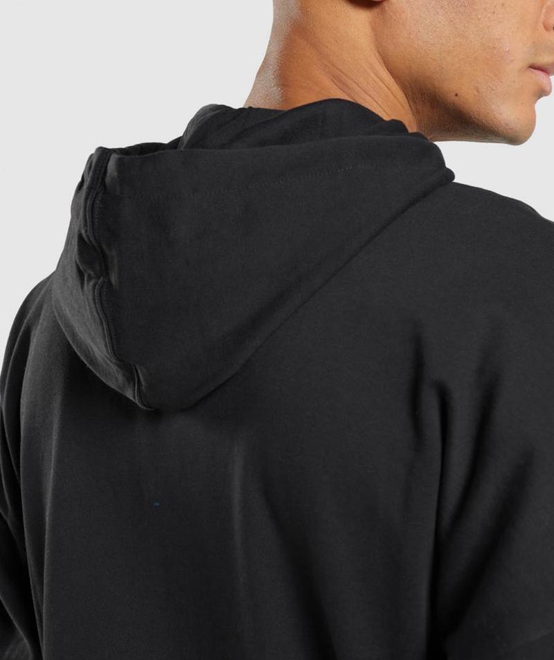 Gymshark Essential Oversized Zip Up Kapucnis Pulóver Férfi Fekete  Hungary |  PCINW-1947