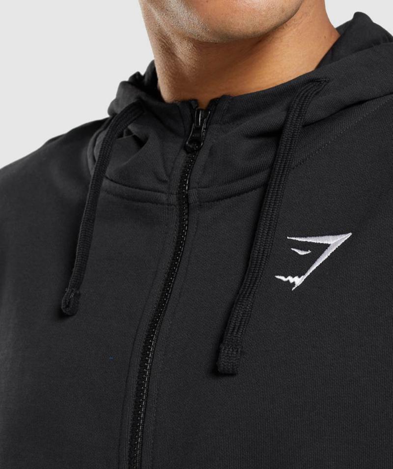 Gymshark Essential Oversized Zip Up Kapucnis Pulóver Férfi Fekete  Hungary |  PCINW-1947