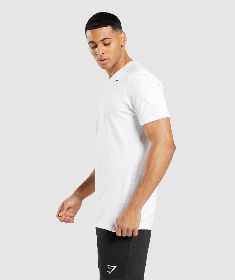 Gymshark Essential T-Shirts Férfi Fehér  Hungary |  JKPMD-3597