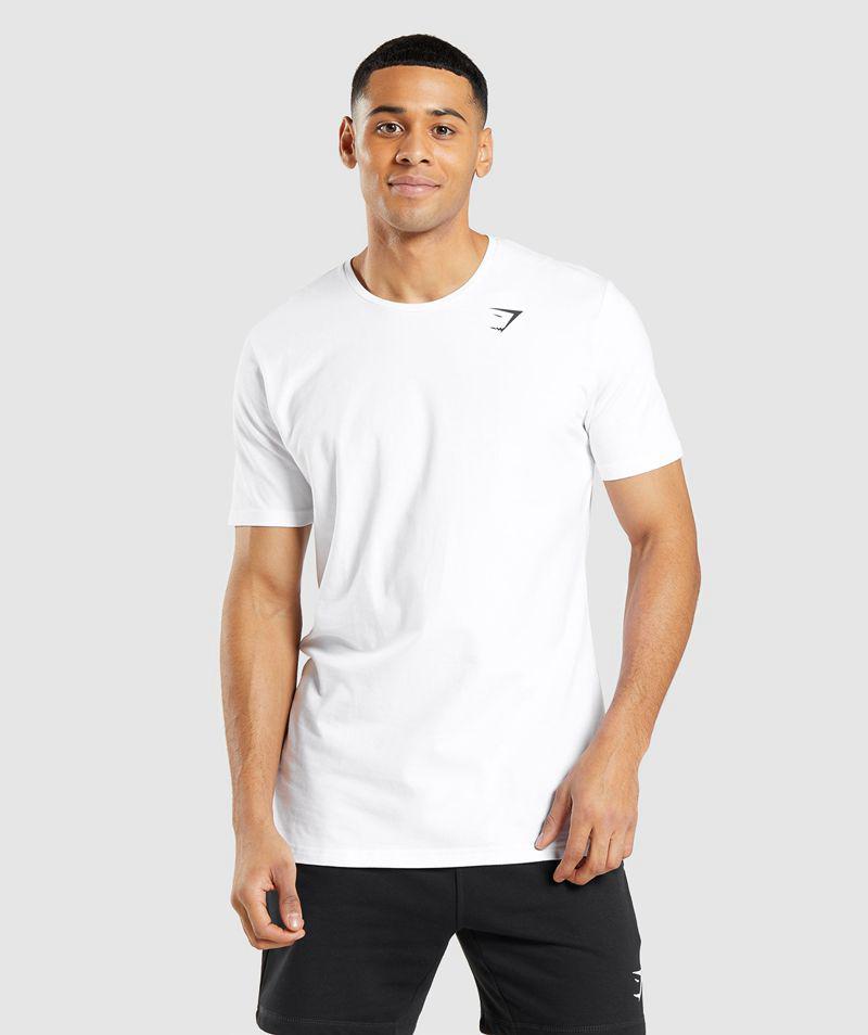 Gymshark Essential T-Shirts Férfi Fehér  Hungary |  JKPMD-3597