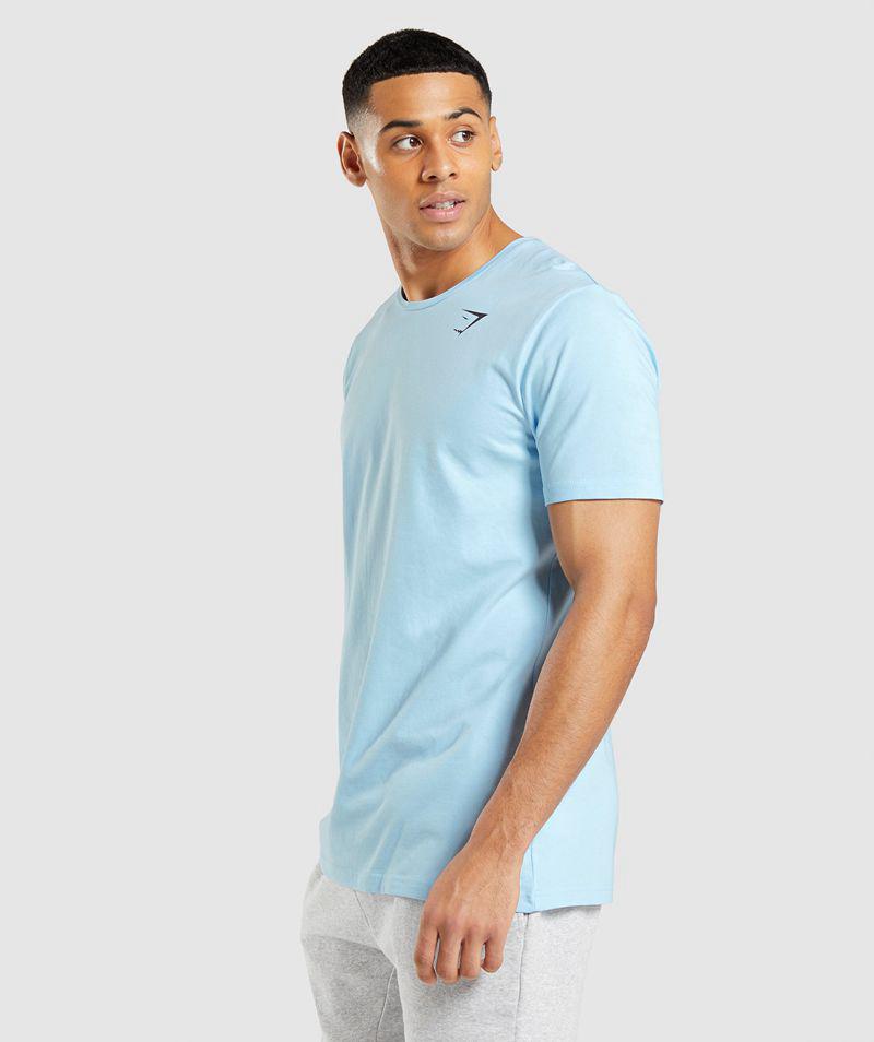 Gymshark Essential T-Shirts Férfi Kék  Hungary |  PNEHL-5124