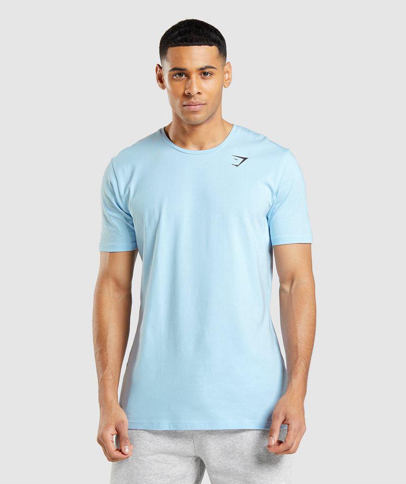 Gymshark Essential T-Shirts Férfi Kék  Hungary |  PNEHL-5124