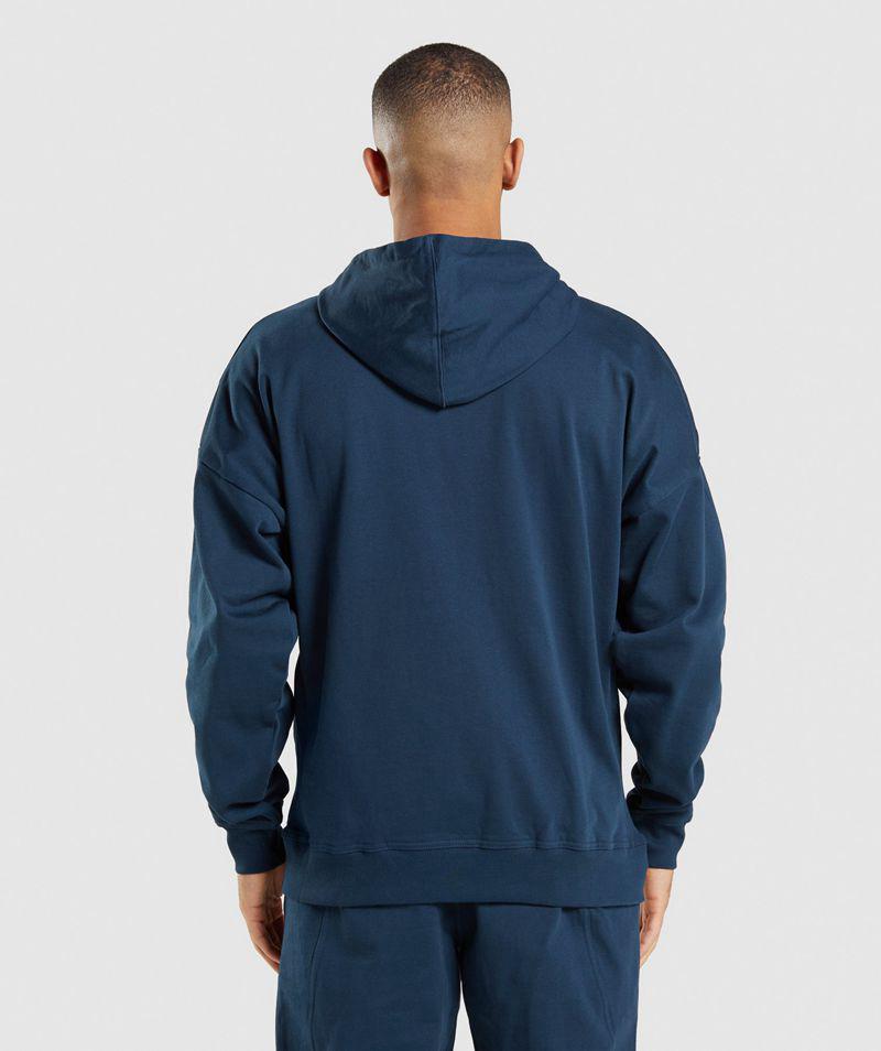 Gymshark Essential Zip Up Kapucnis Pulóver Férfi Sötétkék  Hungary |  HITQJ-0493