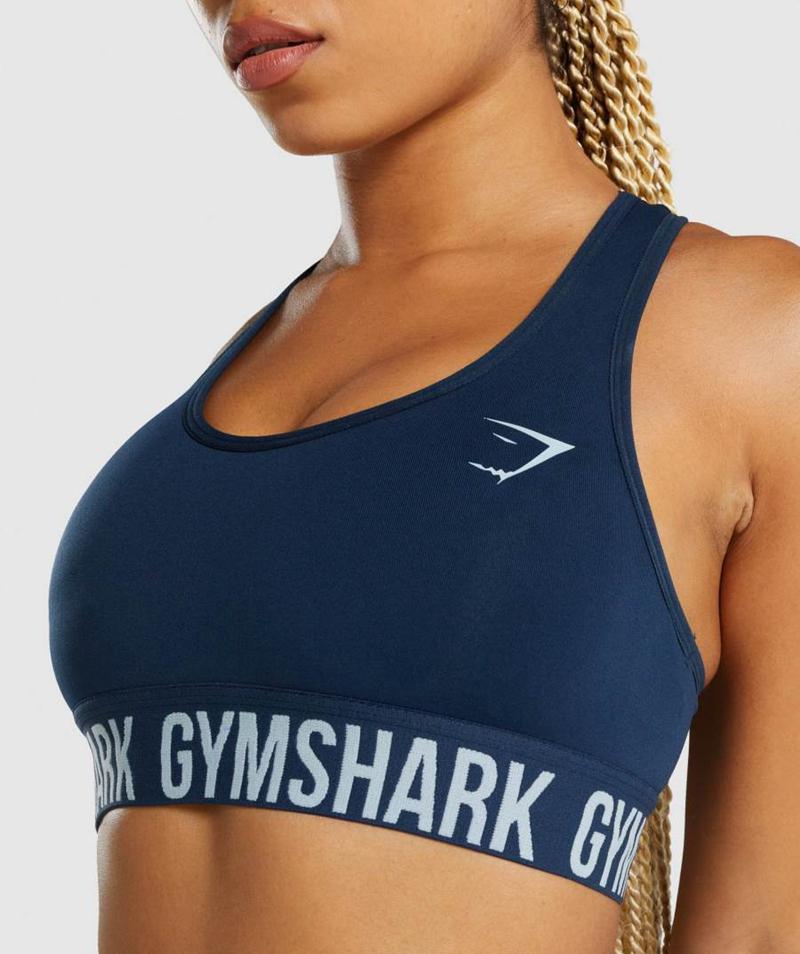 Gymshark Fit Seamless Sportmelltartó Női Sötétkék  Hungary |  BLHTM-3516