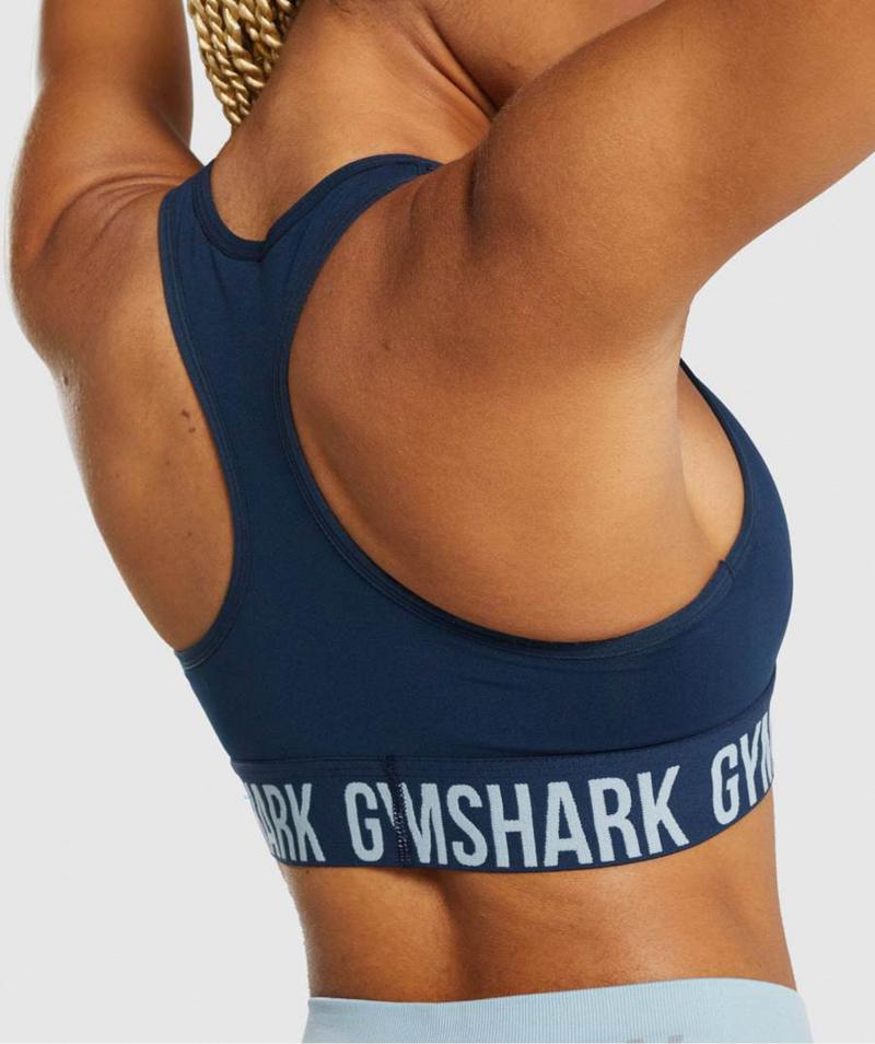 Gymshark Fit Seamless Sportmelltartó Női Sötétkék  Hungary |  BLHTM-3516