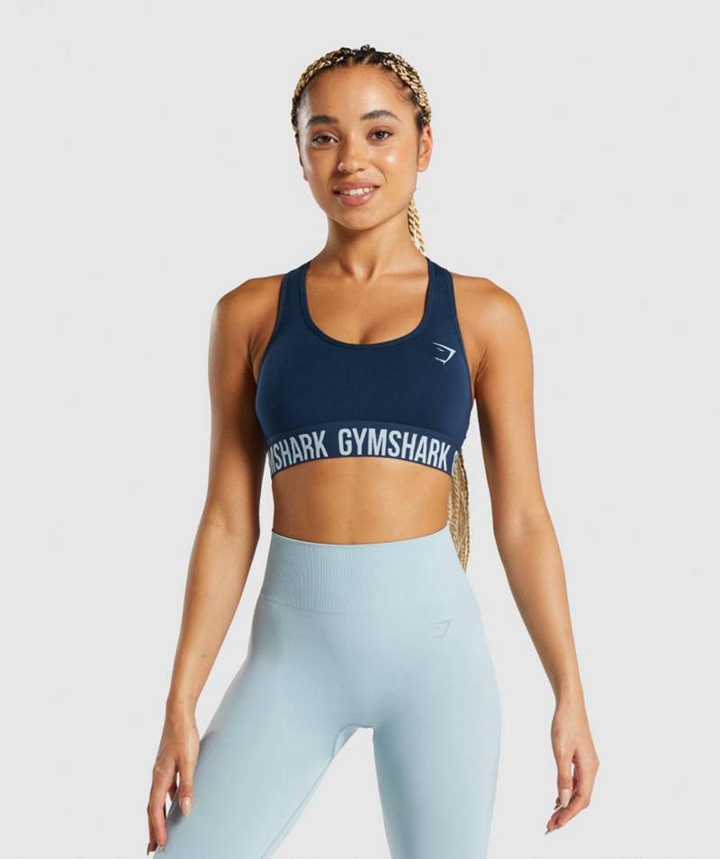 Gymshark Fit Seamless Sportmelltartó Női Sötétkék  Hungary |  BLHTM-3516