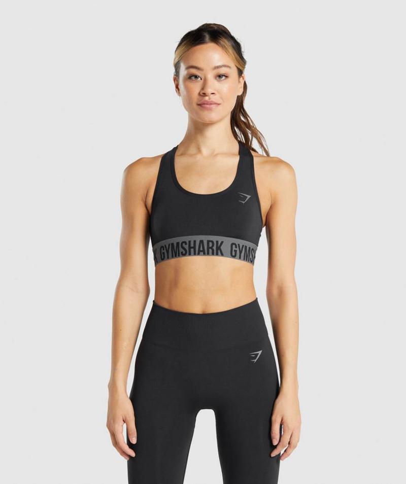 Gymshark Fit Seamless Sportmelltartó Női Fekete  Hungary |  CPHFA-3057