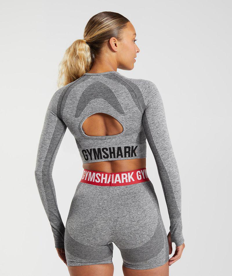 Gymshark Flex Long Sleeve Crop Felsők Női Szürke  Hungary |  YAIVB-2067