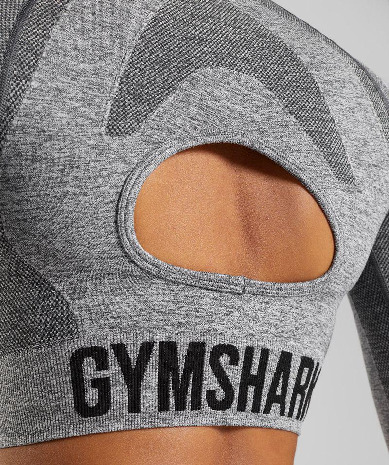 Gymshark Flex Long Sleeve Crop Felsők Női Szürke  Hungary |  YAIVB-2067